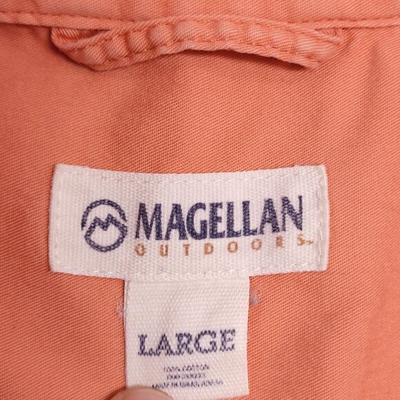 Magellan Casual Short Sleeve Button Up Shirt Mens Size Large L Orange - Picture 3 of 10